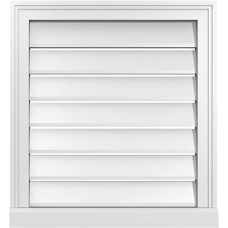 Ekena Millwork Vertical Surface Mount PVC Gable Vent: Functional, w/ 2"W x 2"P Brickmould Sill Frame, 22"W x 24"H GVPVE22X2403SF